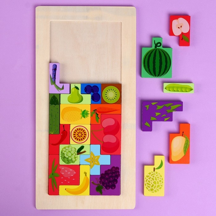 Пазл-тетрис «Фрукты», 30 × 15 × 1 см