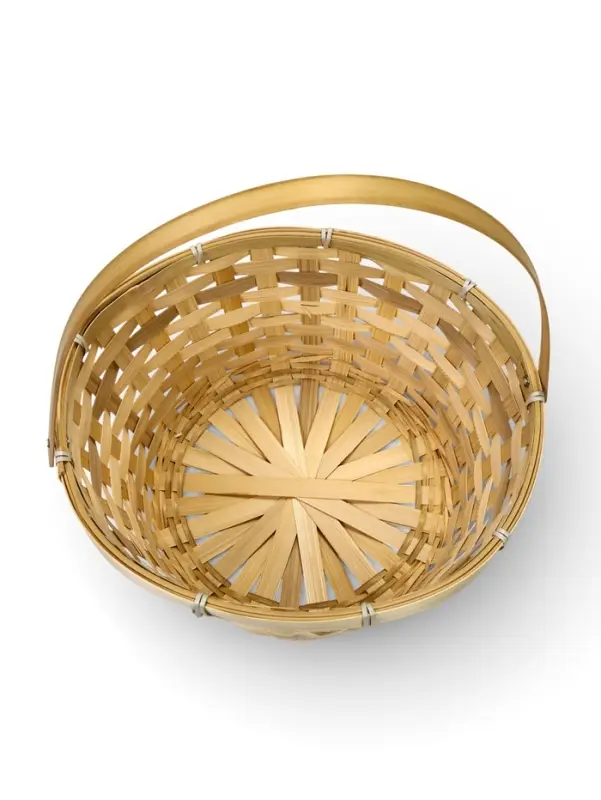 Корзина плетёная для хранения, 26&times;26&times;12 см, ручка h=18 см, бамбуковая, цвет натуральный