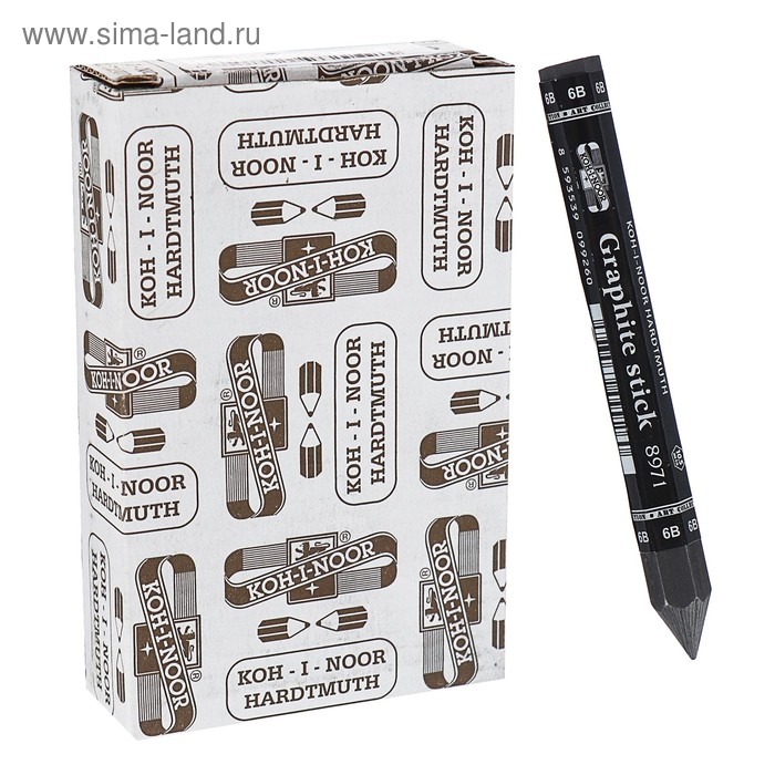 Карандаш чернографитный (цельнографитовый) Koh-I-Noor 8971, 6B, утолщённый Карандаш чернографитный (цельнографитовый) Koh-I-Noor 8971, 6B, утолщённый