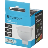 Лампа светодиодная Topfort GU5.3 12V 6W 4000K