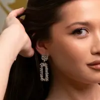 Серьги металл &laquo;Карибы&raquo;, прямоугольные, цвет серебро
