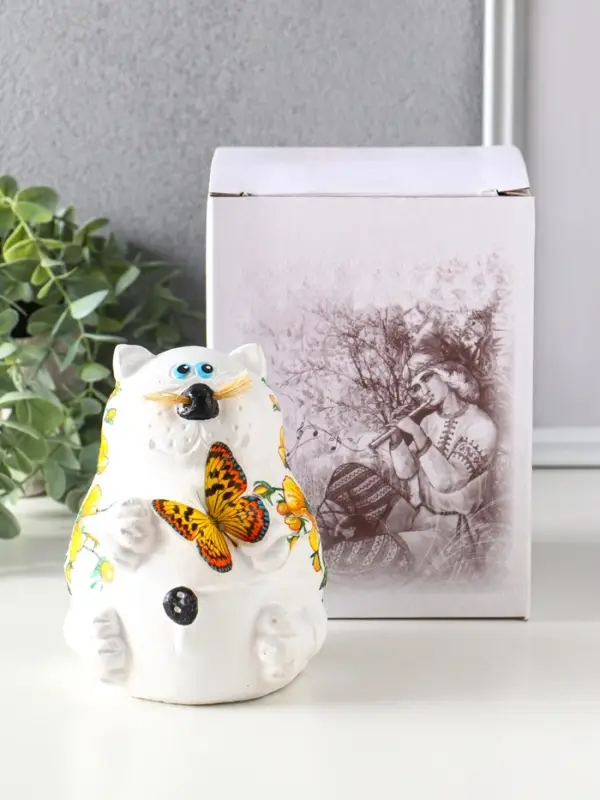 Копилка "Кот с букетом" 13,5х11х13,5 см