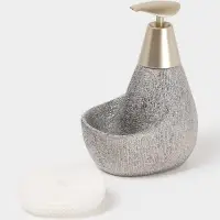 Дозатор для моющего средства с подставкой для губки Доляна &laquo;Африка&raquo;, 350 мл, серый