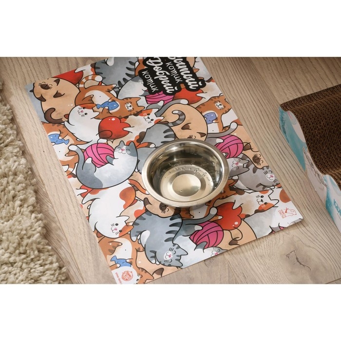 Коврик под миску «Сытый котик» 43х28 см Коврик под миску «Сытый котик» 43х28 см