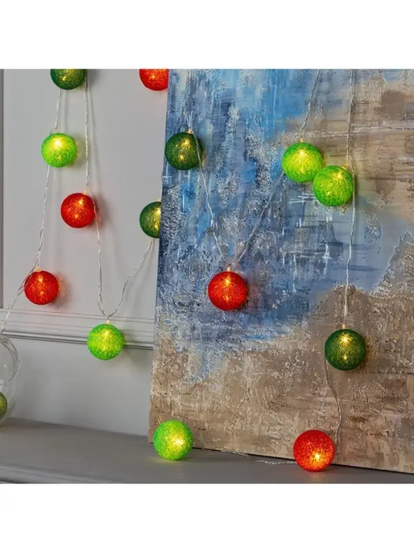 Гирлянда &laquo;Нить&raquo; 5 м с насадками &laquo;Клубки летние&raquo;, IP20, прозрачная нить, 20 LED, свечение тёплое белое, 220 В