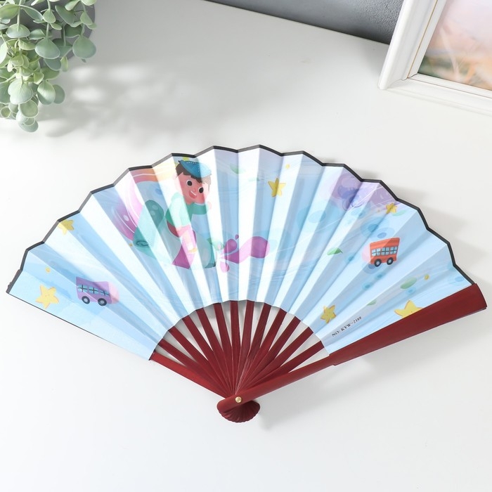 Веер дерево, текстиль h=26,8 см  Веер дерево, текстиль h=26,8 см "Космос" МИКС