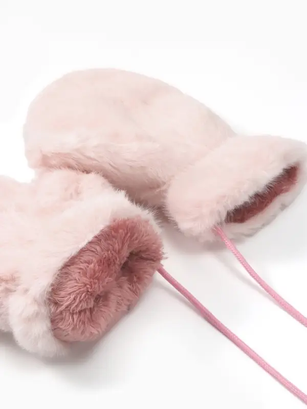 Варежки подросковые MINAKU, пушистые, 20 см цв.розовый