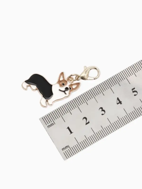 Шарм для браслета на карабине &laquo;Корги&raquo;, чёрно-белый в золоте