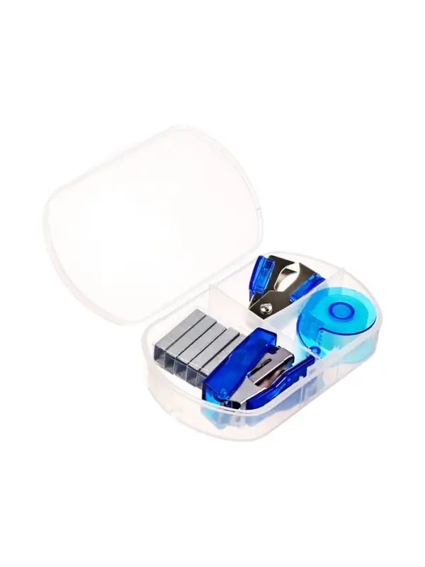 Степлер №10, от 5 листов, скобы 500 шт., антистеплер, диспенсер с клейкой лентой 10 мм&times;2метра