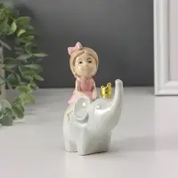 Сувенир "Девочка в розовом на слоне" 4,5х10,5х13 см
