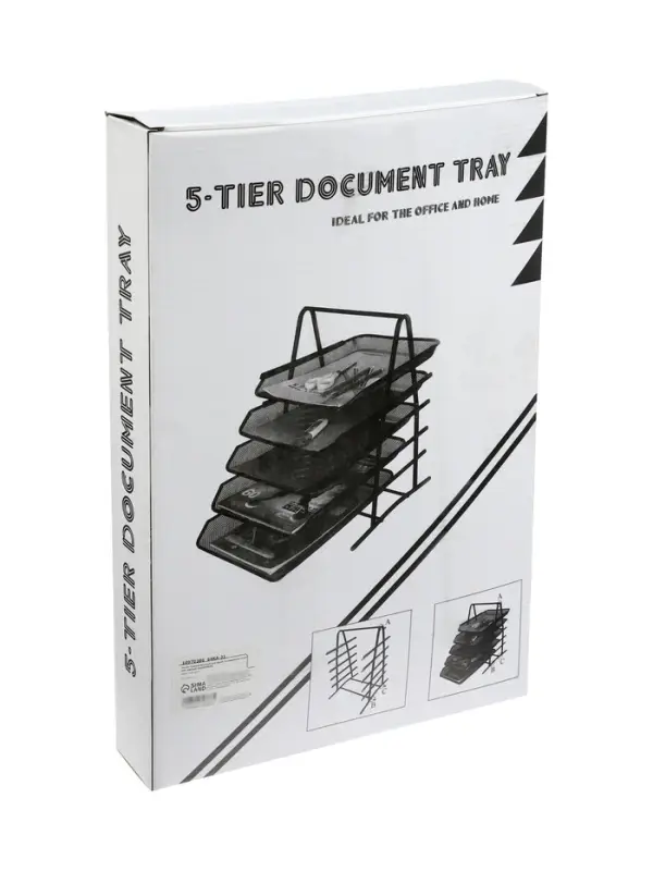 Лоток для бумаг, горизонтальный, металлическая сетка, 5 отделений, чёрный