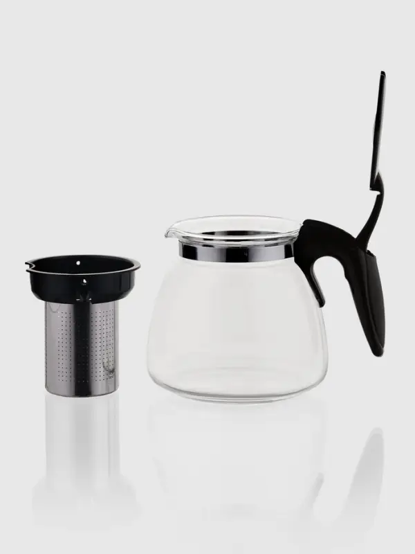 Чайник стеклянный заварочный &laquo;Джулиан&raquo;, 900 мл, с металлическим ситом, цвет чёрный
