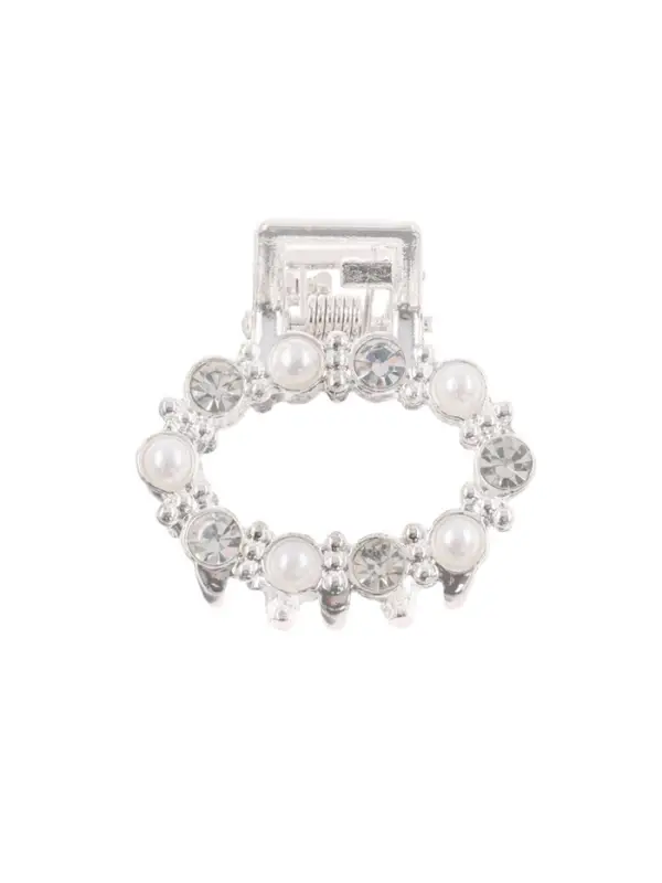 Крабик для волос «Мелани», овал, 2.5 см, серебристо-белый Крабик для волос «Мелани», овал, 2.5 см, серебристо-белый