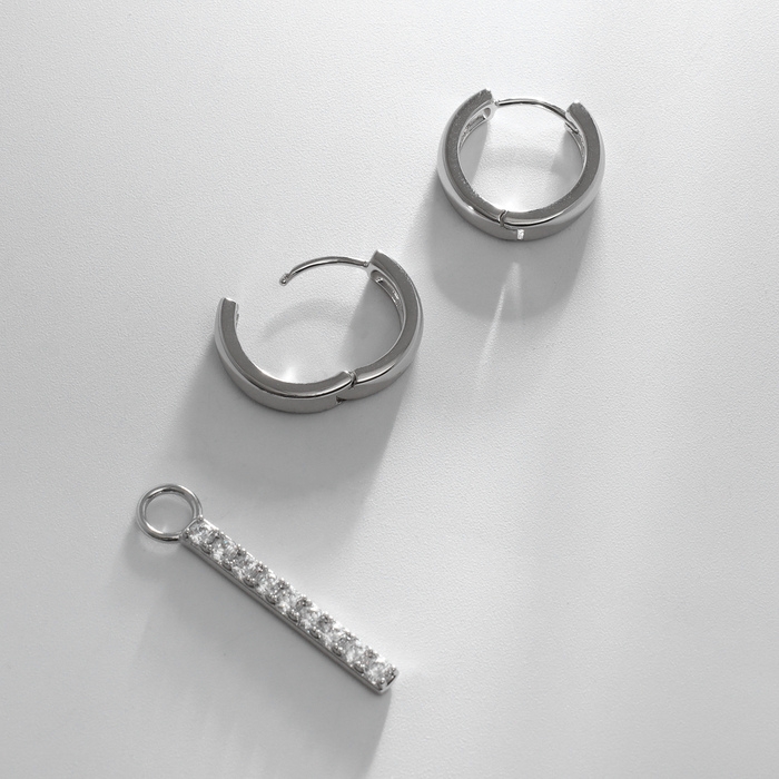 Серьги со стразами XUPING с подвеской, цвет белый в серебре Серьги со стразами XUPING с подвеской, цвет белый в серебре