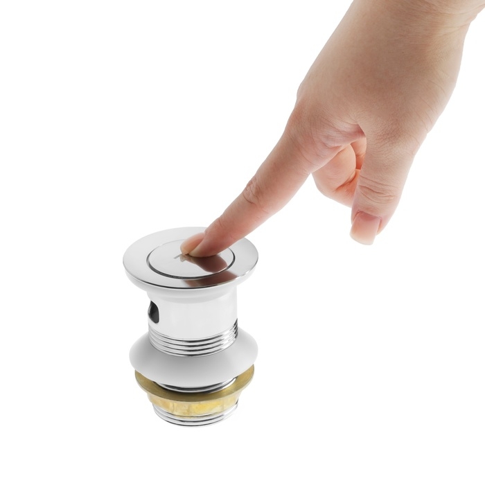 Донный клапан ZEIN BP1, 1 1/4 Донный клапан ZEIN BP1, 1 1/4", маленькая кнопка, с переливом, для раковины, хром