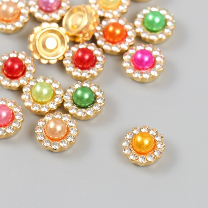 Декор для творчества пластик Декор для творчества пластик "Цветок-жемчужина цветные кристаллы" набор 20 шт 1,2х1,2 см