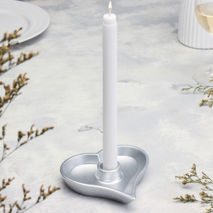 Подсвечник Подсвечник "Сердце" из гипса,14х2,5см,серебро