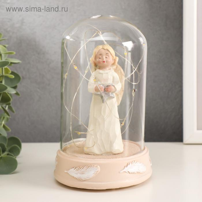 Сувенир полистоун свет "Ангел-девочка с двумя шишечками, в колбе" МИКС 15,7х9,5х9,5 см