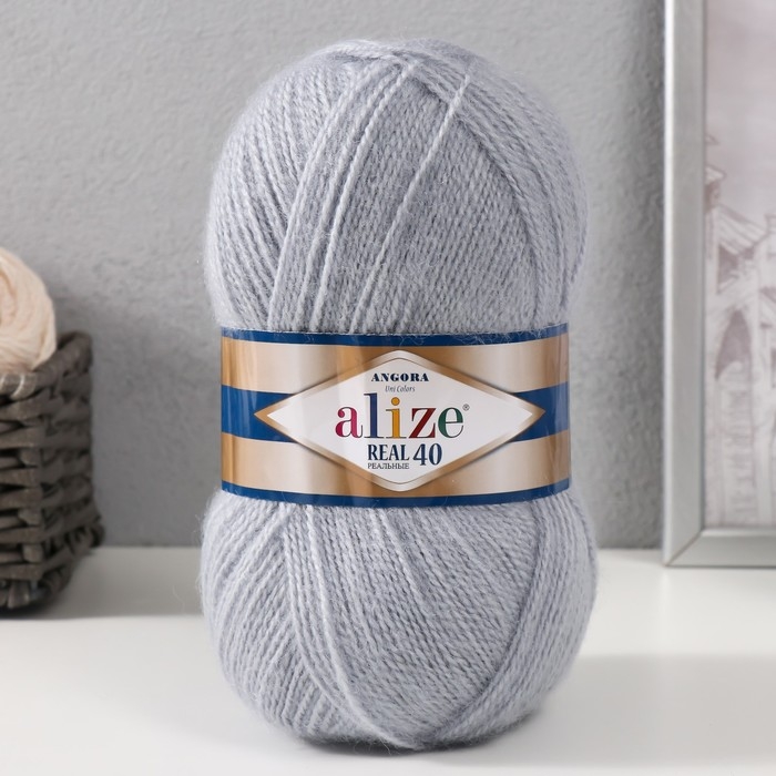 Пряжа Пряжа "Angora real 40" 60% акрил, 40% шерсть 430м/100гр (21 серый)