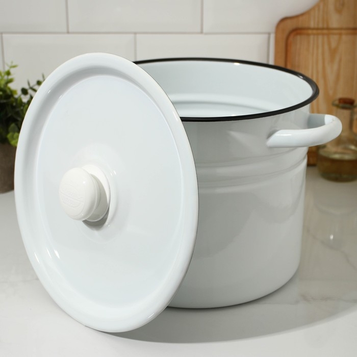 Кастрюля эмалированная без деколи, 9 л, индукция, ручка МИКС, цвет белый Кастрюля эмалированная без деколи, 9 л, индукция, ручка МИКС, цвет белый