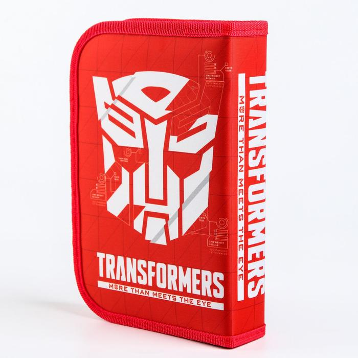 Пенал каркасный, 1 секция, 140х210х40 мм, откидной карман, тканевый, Трансформеры Пенал каркасный, 1 секция, 140х210х40 мм, откидной карман, тканевый, Трансформеры