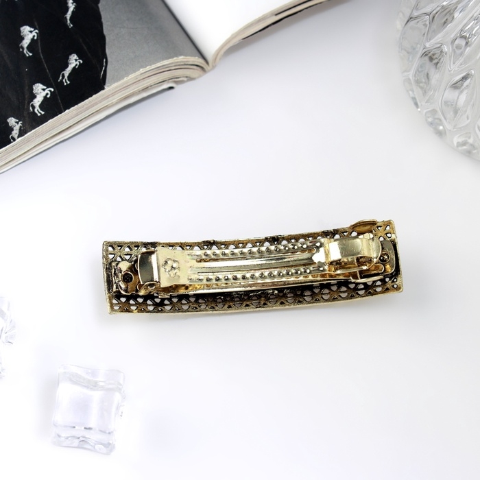 Заколка-автомат Заколка-автомат "Роуз" прямой, 8,5 см, тёмное золото