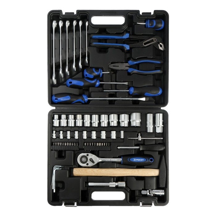 Набор инструментов слесарно-монтажных РОКОТ, 736-124, 1/4 Набор инструментов слесарно-монтажных РОКОТ, 736-124, 1/4" и 1/2", 66 предметов