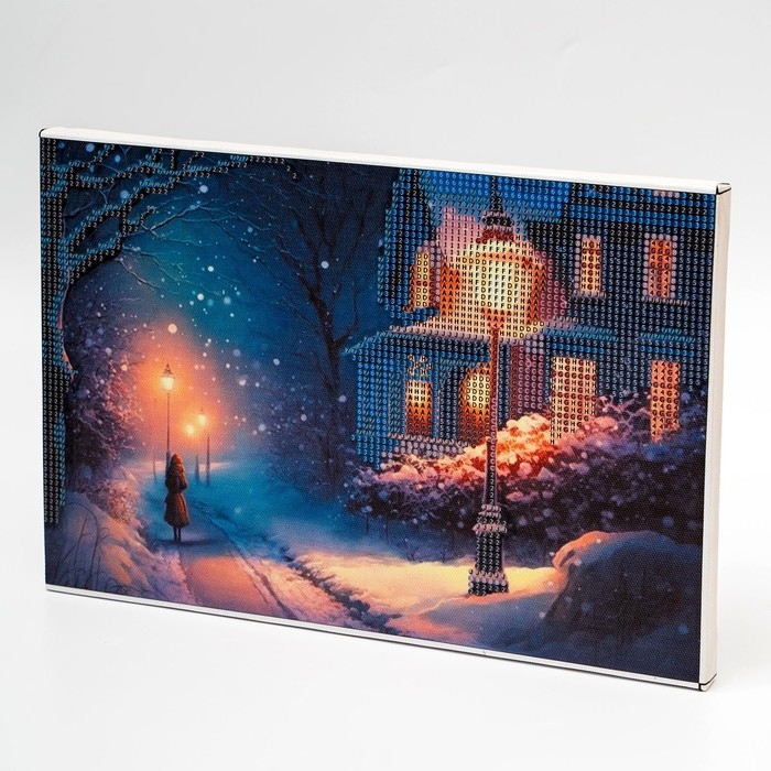Новогодняя алмазная мозаика с гирляндой на подрамнике с частичным заполнением «Новый год. Фонари», 20 х 30 см Новогодняя алмазная мозаика с гирляндой на подрамнике с частичным заполнением «Новый год. Фонари», 20 х 30 см