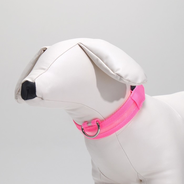 Ошейник с подсветкой размер S, ОШ 35-43 х 2,5 см, 3 режима свечения розовый Ошейник с подсветкой размер S, ОШ 35-43 х 2,5 см, 3 режима свечения розовый