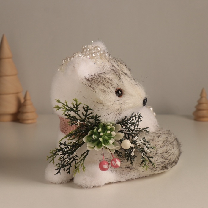 Декор Декор "Белая лисичка в бусинках" 15х17х13 см