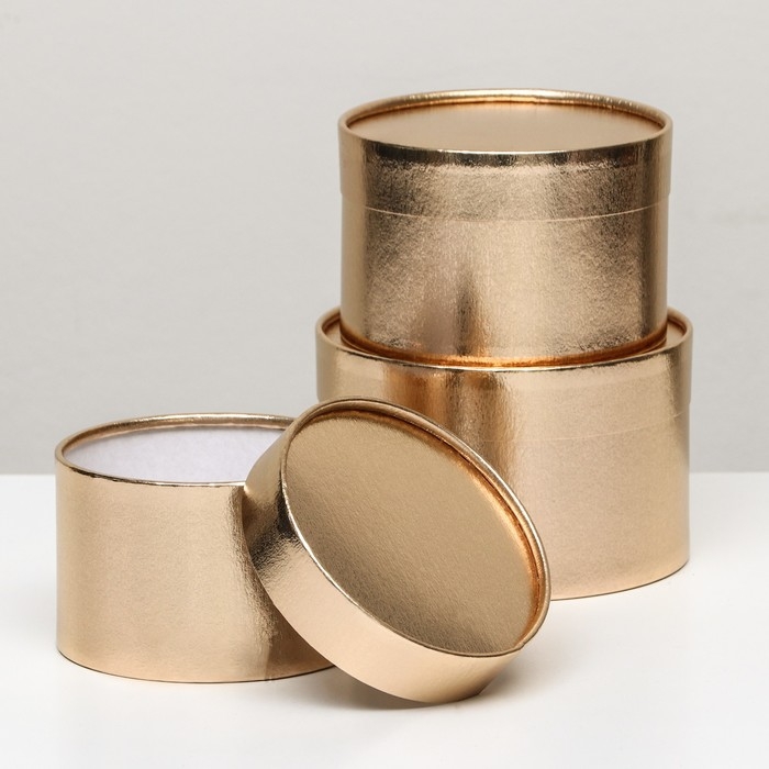 Набор шляпных коробок 3 в 1, золотой, 16 х 10 см, 14 х 9 см, 13 х 8,5 см