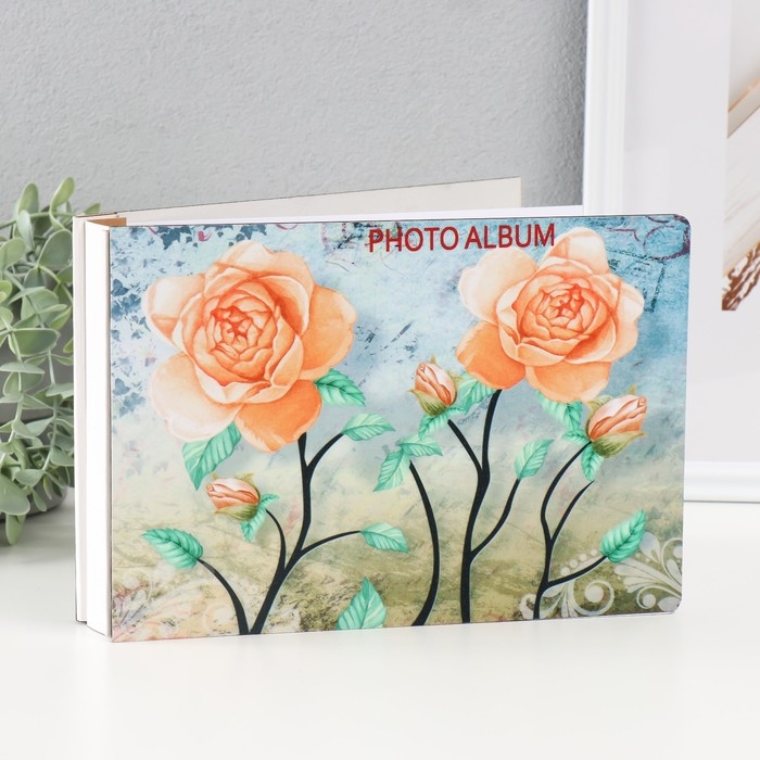 Фотоальбом на 50 фото 15х20 см Фотоальбом на 50 фото 15х20 см "Жёлтые розы" в коробке, блёстки 25,5х4х18 см