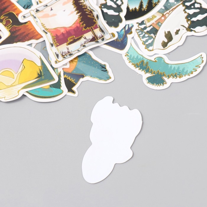 Наклейки для творчества "Природа" тиснение золото набор 48 шт 9х7х0,8 см