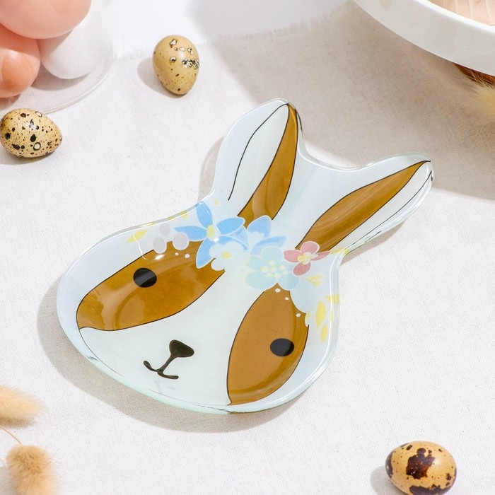 Блюдо стеклянное сервировочное Доляна «Цветочный кролик», 20×13,5 см Блюдо стеклянное сервировочное Доляна «Цветочный кролик», 20×13,5 см