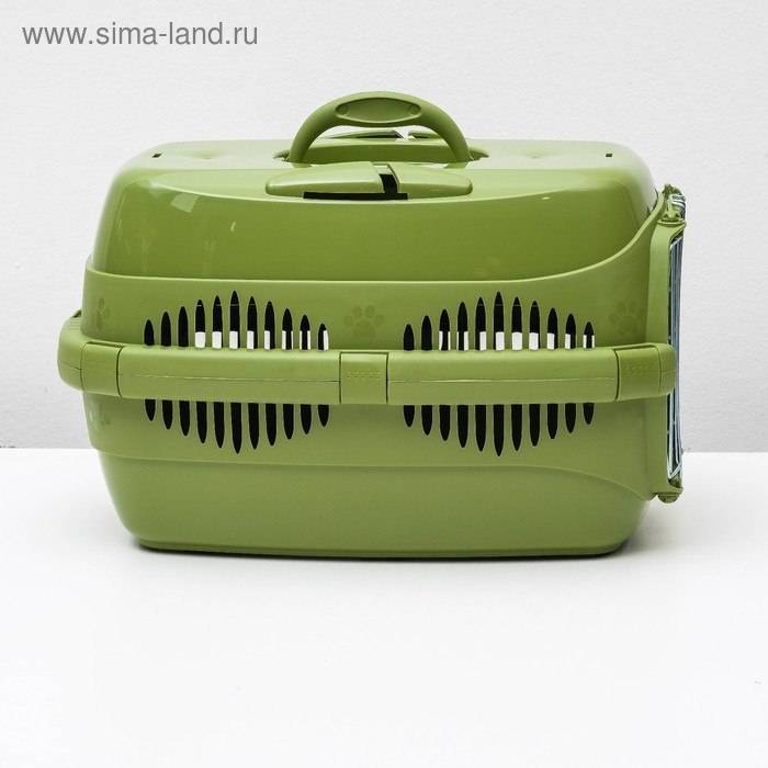 Переноска для животных до 9 кг  Переноска для животных до 9 кг "Пижон", металлическая дверь, 43 х 29 х 27,5 см, оливковая