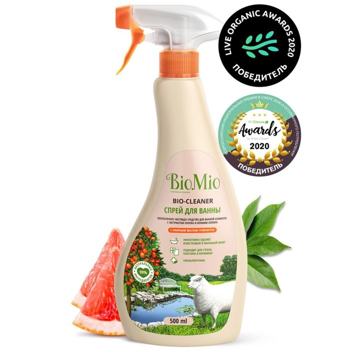 Чистящее средство BioMio  Чистящее средство BioMio "Грейпфрут", спрей, для ванной комнаты, 500 мл