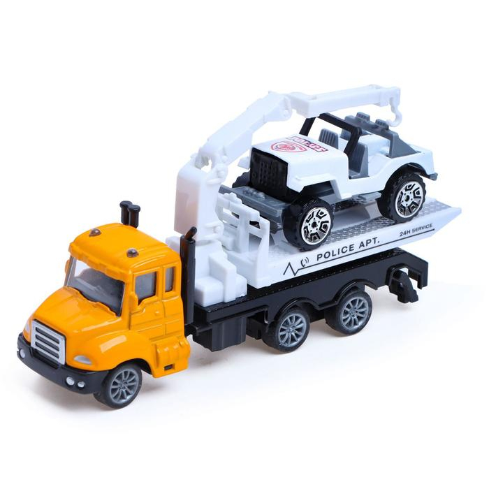 Грузовик металлический «Эвакуатор», с машинкой, инерция, МИКС Грузовик металлический «Эвакуатор», с машинкой, инерция, МИКС