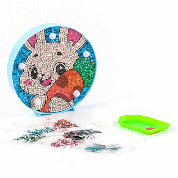 Ночник своими руками. Алмазная мозаика для детей с полным заполнением на ночнике «Зайка», 15 х 15 см