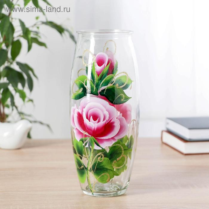 Ваза Ваза "Роза" роспись на проз.стекле, d-7см 10х23 см