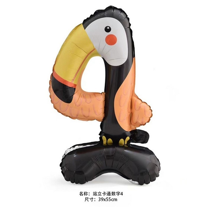 Шар фольгированный 24 Шар фольгированный 24" «Цифра 4» на подставке, тукан