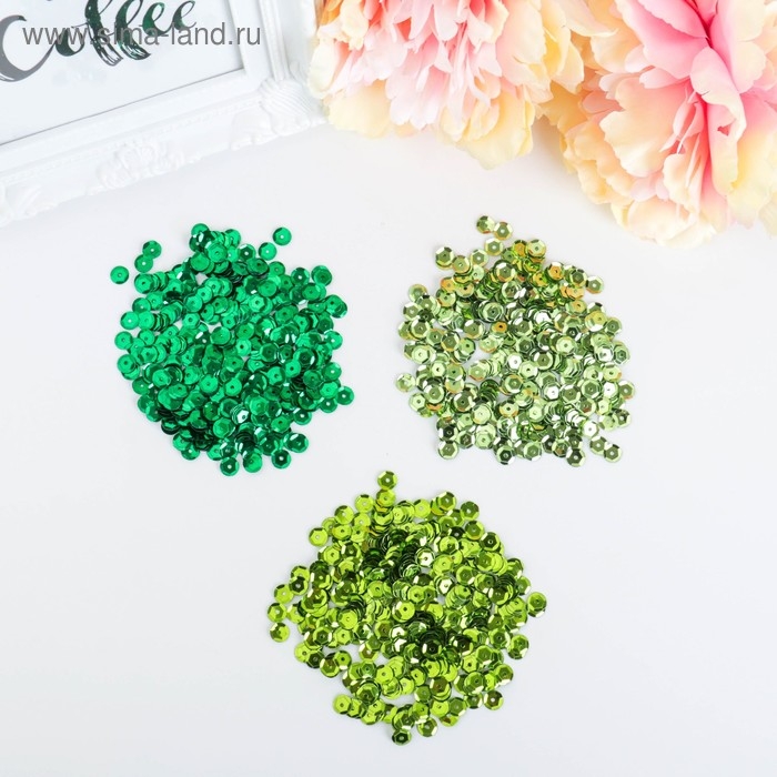 Пайетки для творчества Пайетки для творчества "Классика", оттенки зеленого, 6 мм, 30 г