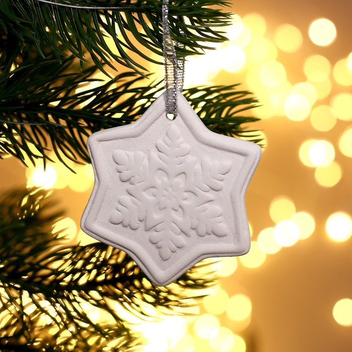 Новый год! Ёлочное украшение под раскраску «Снежинка» с подвесом, кисть