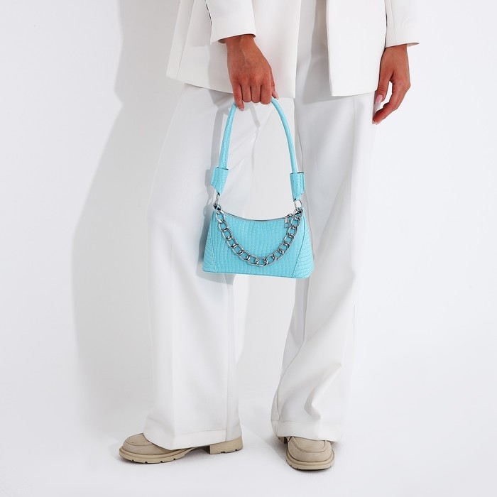 Сумка-багет на молнии, цвет голубой Сумка-багет на молнии, цвет голубой