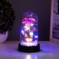 Ночник колба «Цветок с бабочкой» LED 3хAG10 красный 8,5х8,5х15,5см