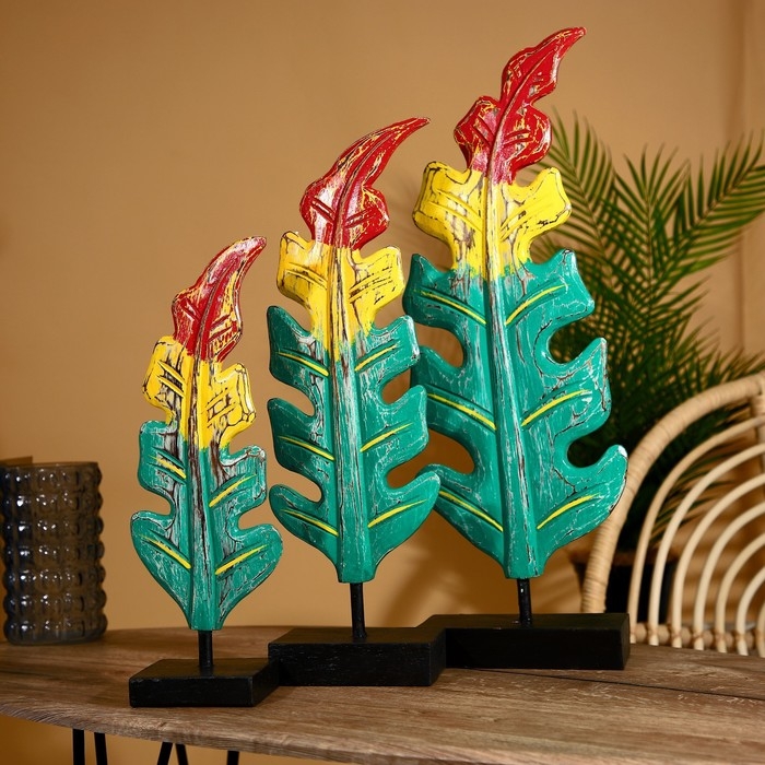 Интерьерный декор  Интерьерный декор "Листья" албезия (набор 3 шт) 60,50 и 40 см