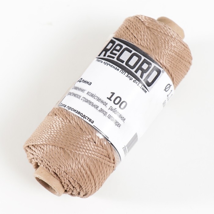 Нить кручёная 3-х прядная полипропиленовая, d=1.1 мм 100 м (бежевая) МИКС Нить кручёная 3-х прядная полипропиленовая, d=1.1 мм 100 м (бежевая) МИКС