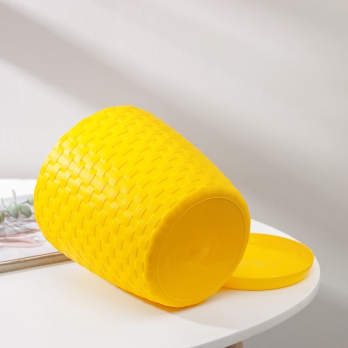 Горшок для цветов с поддоном «Ротанг», 3 л, цвет жёлтый Горшок для цветов с поддоном «Ротанг», 3 л, цвет жёлтый