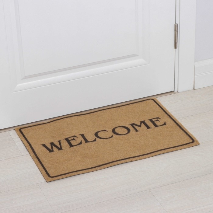 Коврик придверный Доляна Welcome, без окантовки, 40×60 см, цвет бежевый Коврик придверный Доляна Welcome, без окантовки, 40×60 см, цвет бежевый