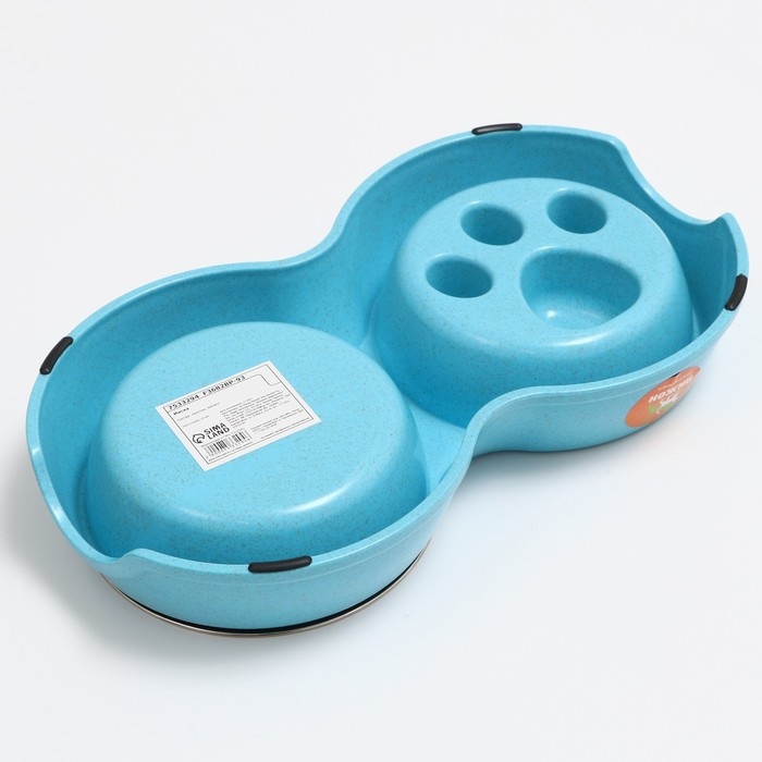 Миска двойная для медленного кормления 30,5 х 17 х 5 см, голубая Миска двойная для медленного кормления 30,5 х 17 х 5 см, голубая
