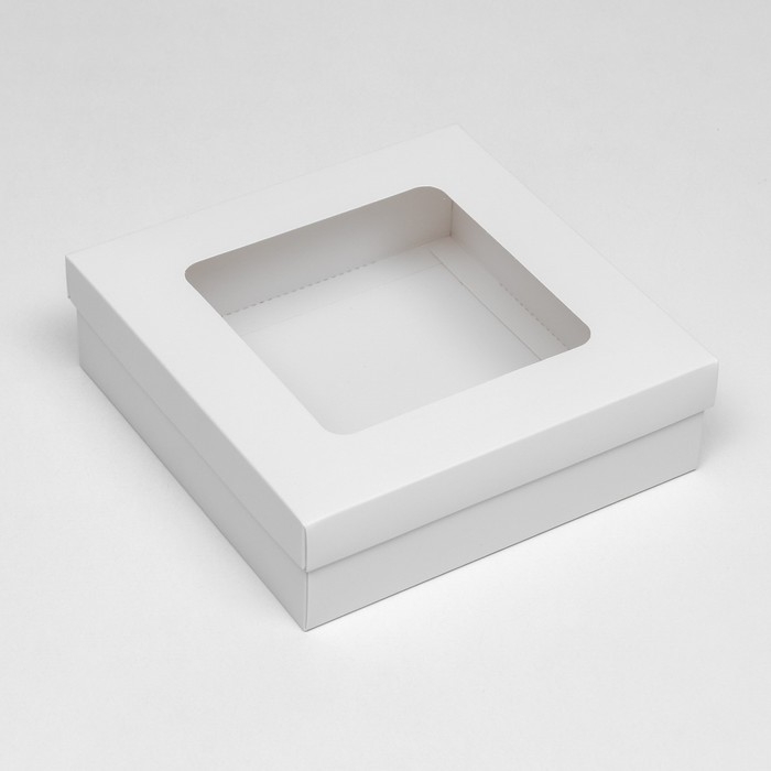 Коробка подарочная складная, упаковка, крышка-дно, с окном, белая, 20 х 20 х 6 см Коробка подарочная складная, упаковка, крышка-дно, с окном, белая, 20 х 20 х 6 см